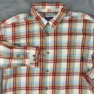 PATAGONIA Plaid Button Down Shirt Men's XL Long Sleeve Outdoor Organic Cotton